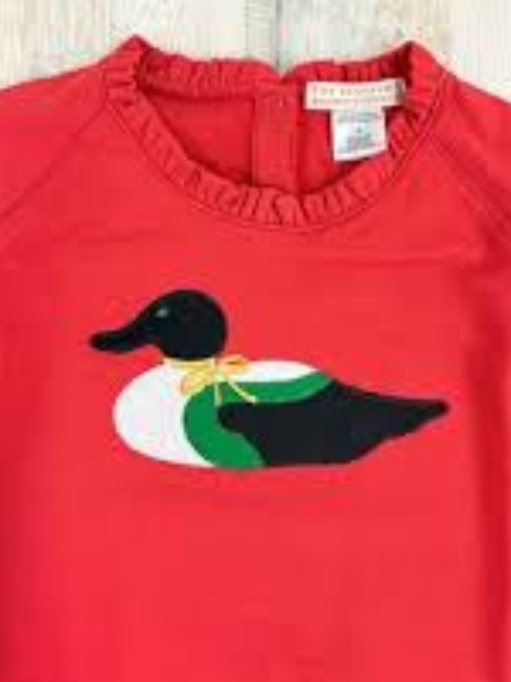 TBBC Beaufort bonnet Cassidy Comfy Crewneck - Richmond Red Ruffle & Duck Appliqu